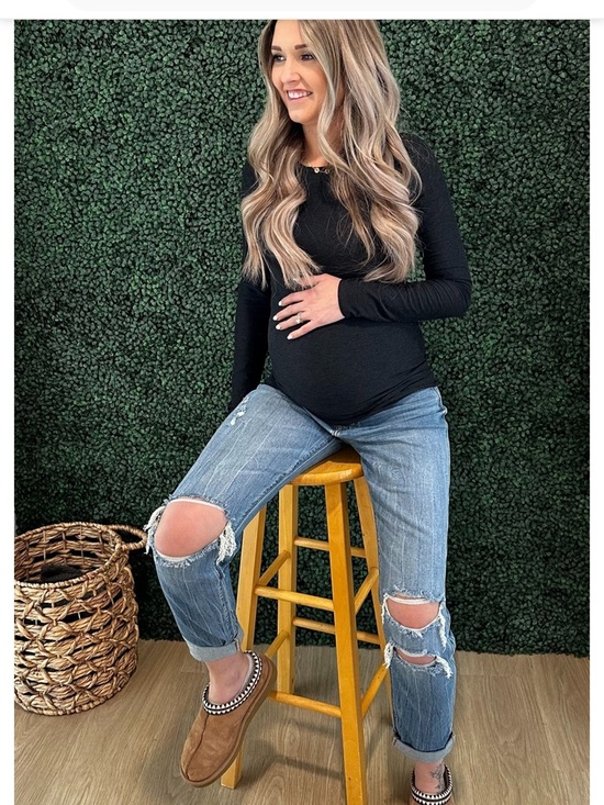 Pink blush maternity size 32 jeans with fabric waistband - Picture 3 of 13